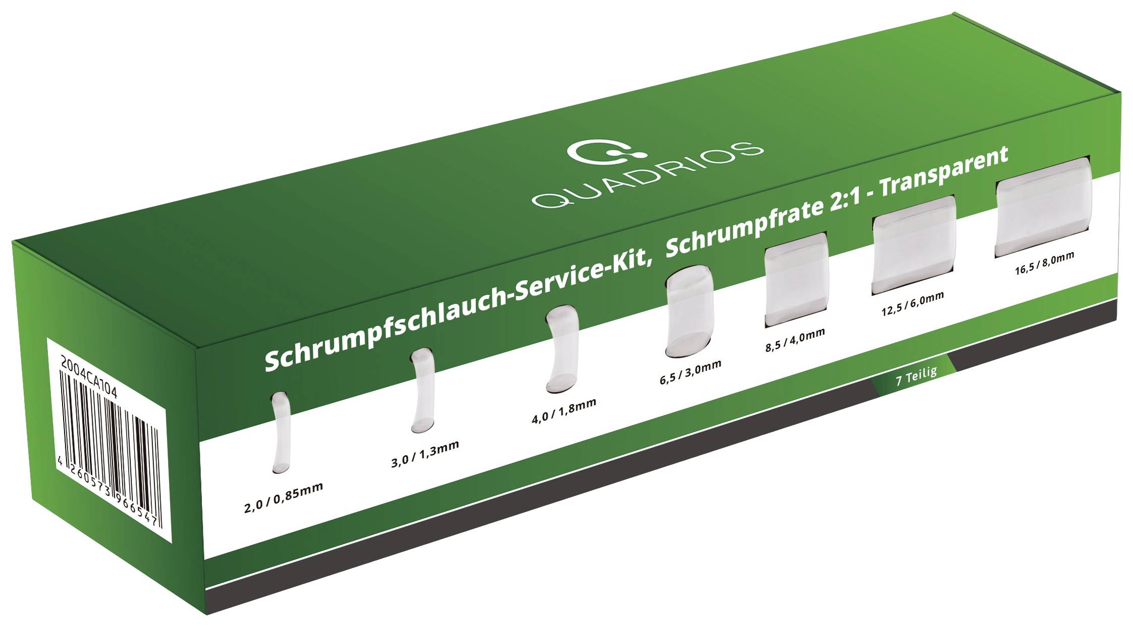 QUADRIOS 2004CA104 Schrumpfschlauchsortiment Transparent Schrumpfrate:2:1 1 Set