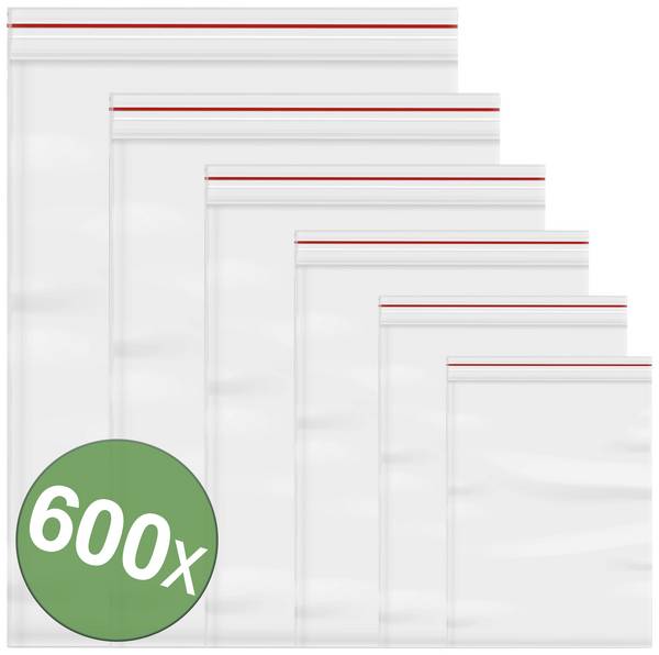 Druckverschlussbeutel ohne Beschriftungsstreifen Transparent Polyethylen Bag 600 St.