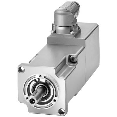 Ein silberner Elektromotor mit sichtbarer Achse und Anschlusskabel, geeignet für industrielle Anwendungen.
