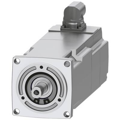 Ein silberner Elektromotor mit rechteckigem Gehäuse und zylindrischem Ausgangsschacht, geeignet für industrielle Anwendungen.