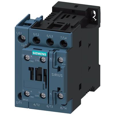 Ein blauer Siemens SIRIUS Schütz mit mehreren Anschlussklemmen, geeignet zur Steuerung und Schaltung elektrischer Lasten.