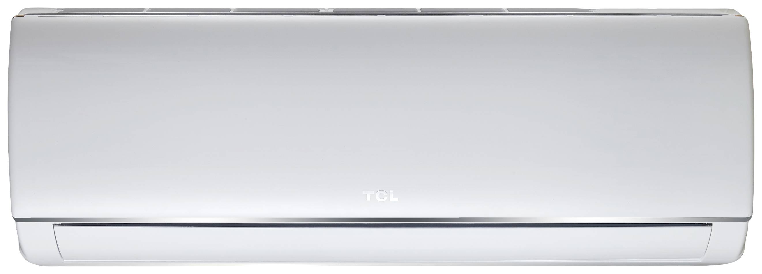 Eine weiße Klimaanlage an einer Wand montiert, mit einem kompakten, modernen Design.