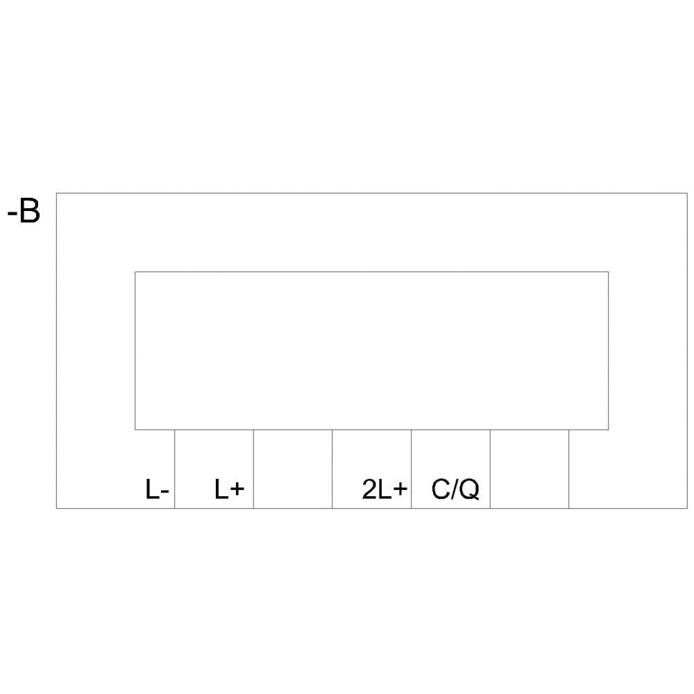 Diagramm zeigt rechteckig angeordnete Blöcke zur Darstellung von Verbindungen: L-, L+, 2L+, C/Q, -B.
