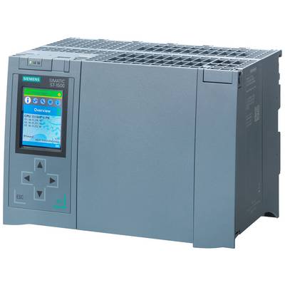 'Siemens SIMATIC S7-1500', ein graues Automatisierungsgerät mit kleinem Bildschirm, zeigt den Systemstatus an.