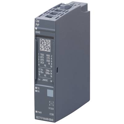 Elektronisches Modul in Grau mit mehreren Anschlüssen und Beschriftungen wie 'DIAG', 'TXD', 'RXD'. Zeigt Netzwerk- und Stromanschlüsse.