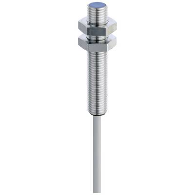 Zylindrischer Metallsensor mit Gewinde und integriertem Kabel; geeignet für präzise Abstands- oder Näherungsmessungen in industriellen Anwendungen.