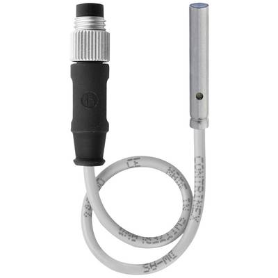 Ein zylindrischer Temperatursensor mit Kabel und Stecker. Der Sensor ist aus Metall, das Kabel hat eine graue Ummantelung.