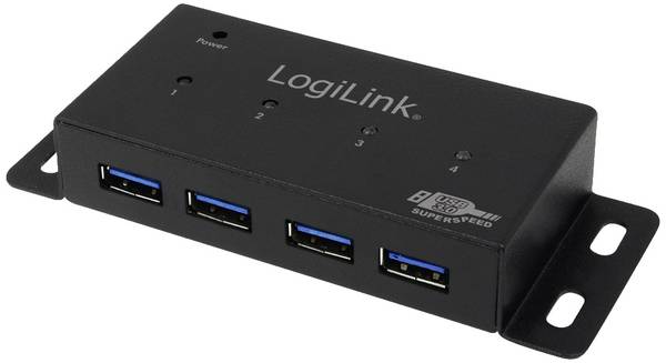 LogiLink UA0149 USB-Hub 4 Port USB-A (USB 3.0) USB 3.0 5 GBit/s Metallgehäuse Schwarz UA0149