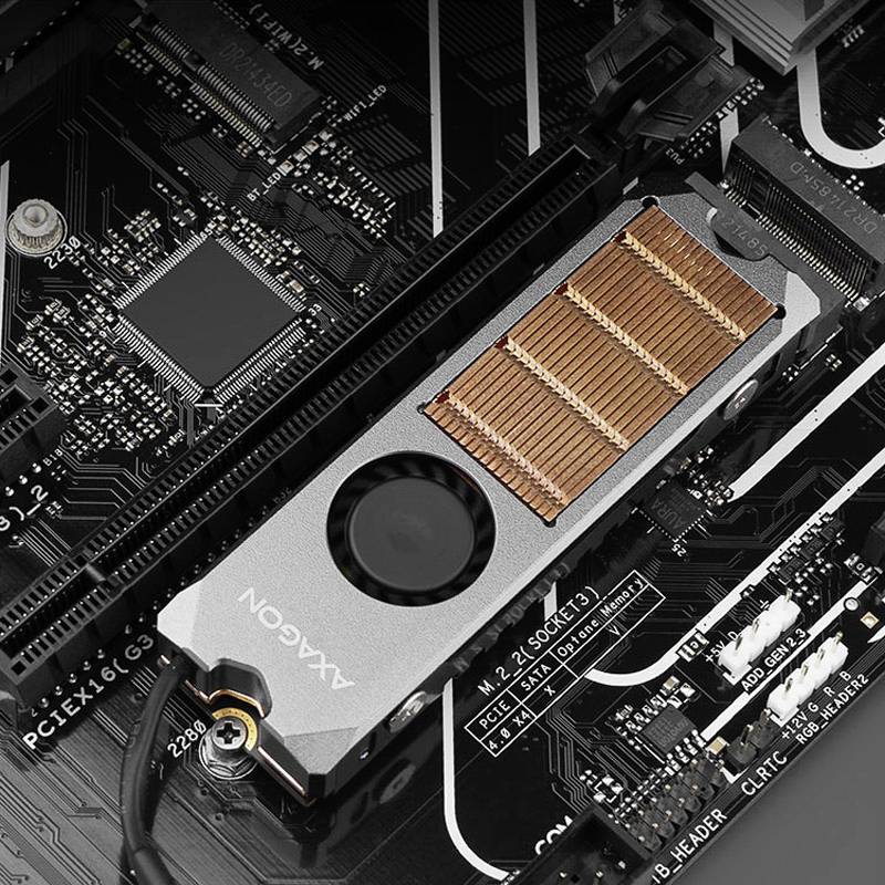 CLR-M2FAN Kupferkühler mit Lüfter für einseitige und doppelseitige M.2 SSD-Platt-4