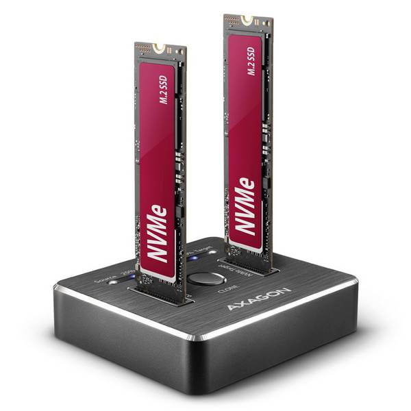 AXAGON ADSA-M2C NVMe  M.2 NVMe PCIe 3.1 x4  Festplatten-Dockingstation  mit Clone-Funktion