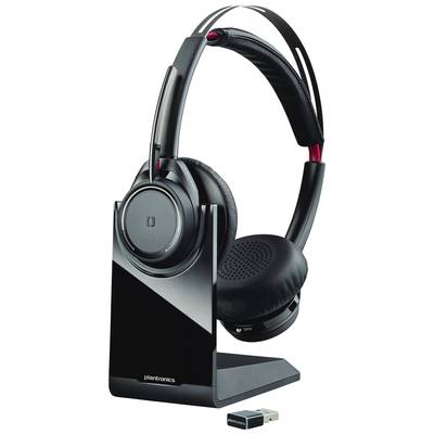 POLY Voyager Focus UC Computer  On Ear Headset Bluetooth® Stereo Schwarz Noise Cancelling Headset, inkl. Lade- und Docki