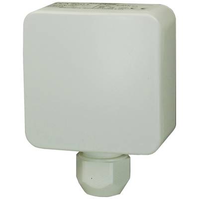 Ein rechteckiges, weißes Gehäuse mit abgerundeten Ecken und einem Anschluss unten. Es ist ein elektrisches Bauteil.