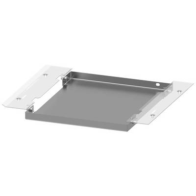Metallverbindungselement mit zwei seitlichen Montageplatten und Schraubverschlüssen, vermutlich für Baukonstruktionen geeignet.