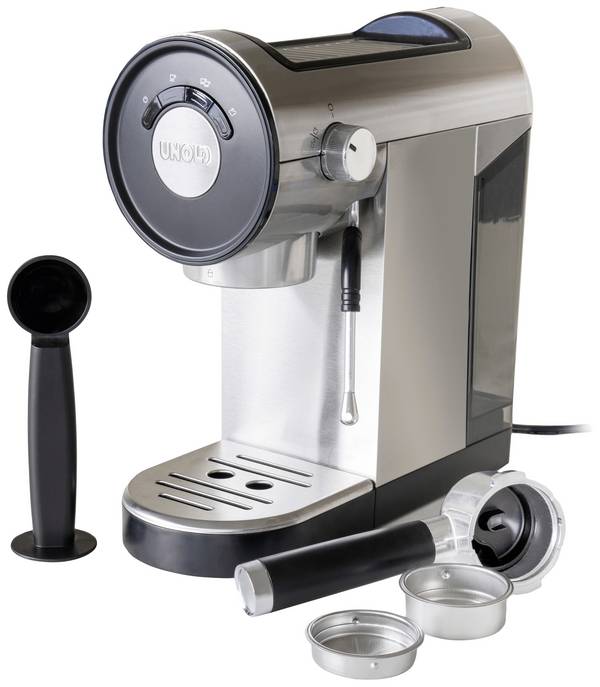 Unold Piccopresso Espressomaschine mit Siebträger Edelstahl, Schwarz 1360 W
