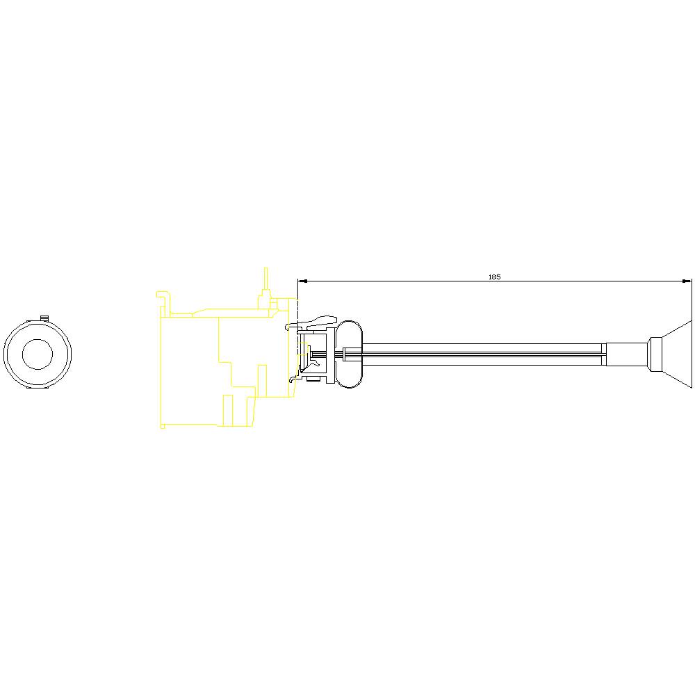 Technische Zeichnung eines langen Hebels mit verschiedenen Ansichten und Vermessungsmaßen in mm. Hauptansicht zeigt Hebel mit 305 mm Länge.