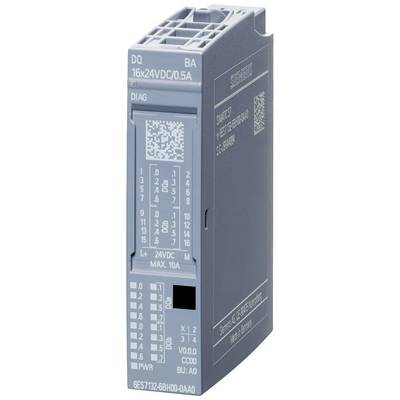 Industrie-Relaismodul, grau, rechteckig, mit blauer Beschriftung und Zahlen. Hergestellt von Siemens.