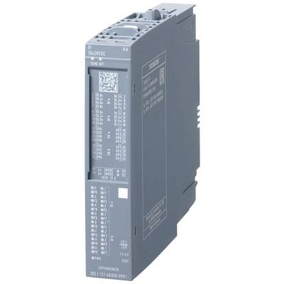 Elektronisches Modul mit mehrzeiligen Beschriftungen und QR-Code auf der Vorderseite, geeignet zur Steuerung in industriellen Anwendungen.