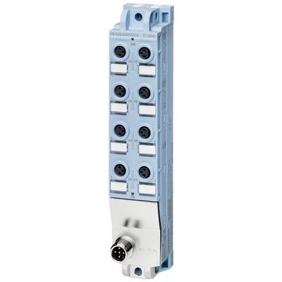 Ein blaues, rechteckiges elektrisches Bauteil mit mehreren Steckplätzen und einem Metallanschluss unten. Geeignet für industrielle Anwendungen.