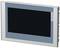 Ein rechteckiger Touchscreen-Monitor mit grauem Rahmen und dunkelblauem Rand rechts, der das Wort 'TOUCH' zeigt.
