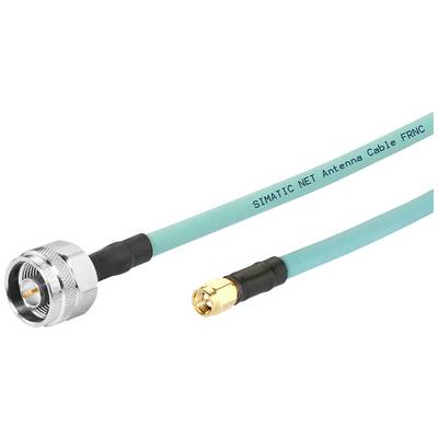 Ein grünes Antennenkabel mit zwei unterschiedlichen Steckverbindern an den Enden. Kabelbeschriftung: 'SIMATIC NET Antenna Cable FRNC'.