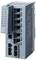 Industrie-Ethernet-Switch von Siemens, Modell SCALANCE XC206-2SFP, mit mehreren Ethernet-Ports und LED-Anzeigen auf der Vorderseite.
