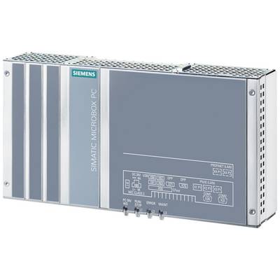 Industrie-PC Siemens SIMATIC Microbox PC mit Anschlüssen für Strom, USB und LAN, kompakt und für industrielle Anwendungen geeignet.