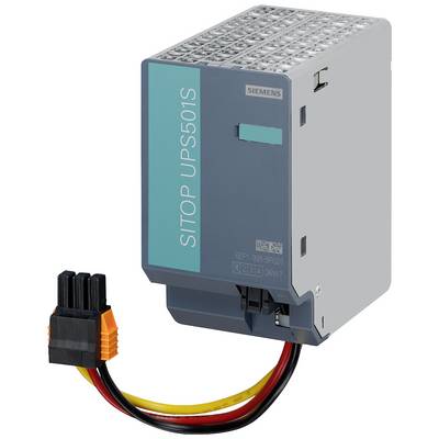 Ein grau-blaues elektronisches Gerät mit der Aufschrift 'SITOP UPS501S' und einem mehrfarbigen Kabelanschluss unten.