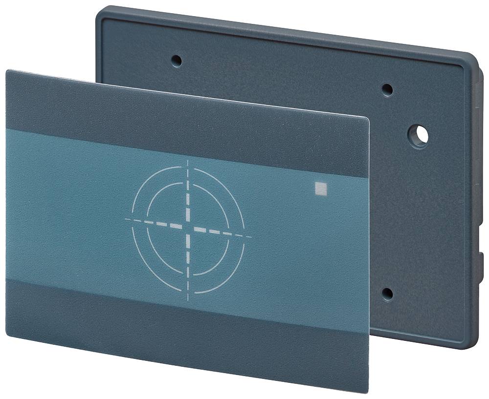Zwei graue Kunststoffabdeckungen, eine mit Zielkreuzmuster. Verwendet zur Abdeckung von Elektronik oder Anschlüssen.