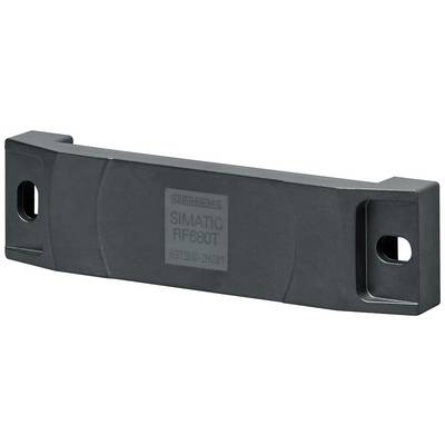 Schwarzer Siemens SIMATIC RF680T RFID-Transponder, rechteckige Form, zwei Befestigungslöcher an den Enden, Produktname eingraviert.