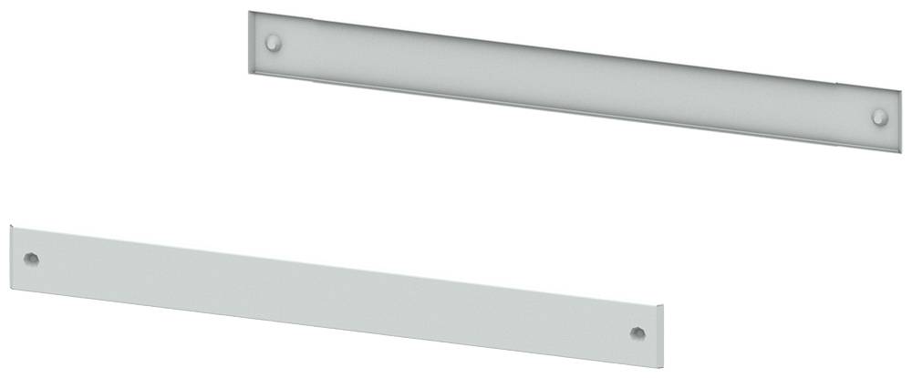 Zwei rechteckige Metallbalken, horizontal im Bild, mit Bohrlöchern an den Enden. Oben hellgrau, unten dunklerer Grauton.