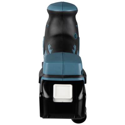 Elektrowerkzeug: Vorderansicht eines Akku-Säbelsägegriffs mit ergonomischem Design in Blau und Schwarz.