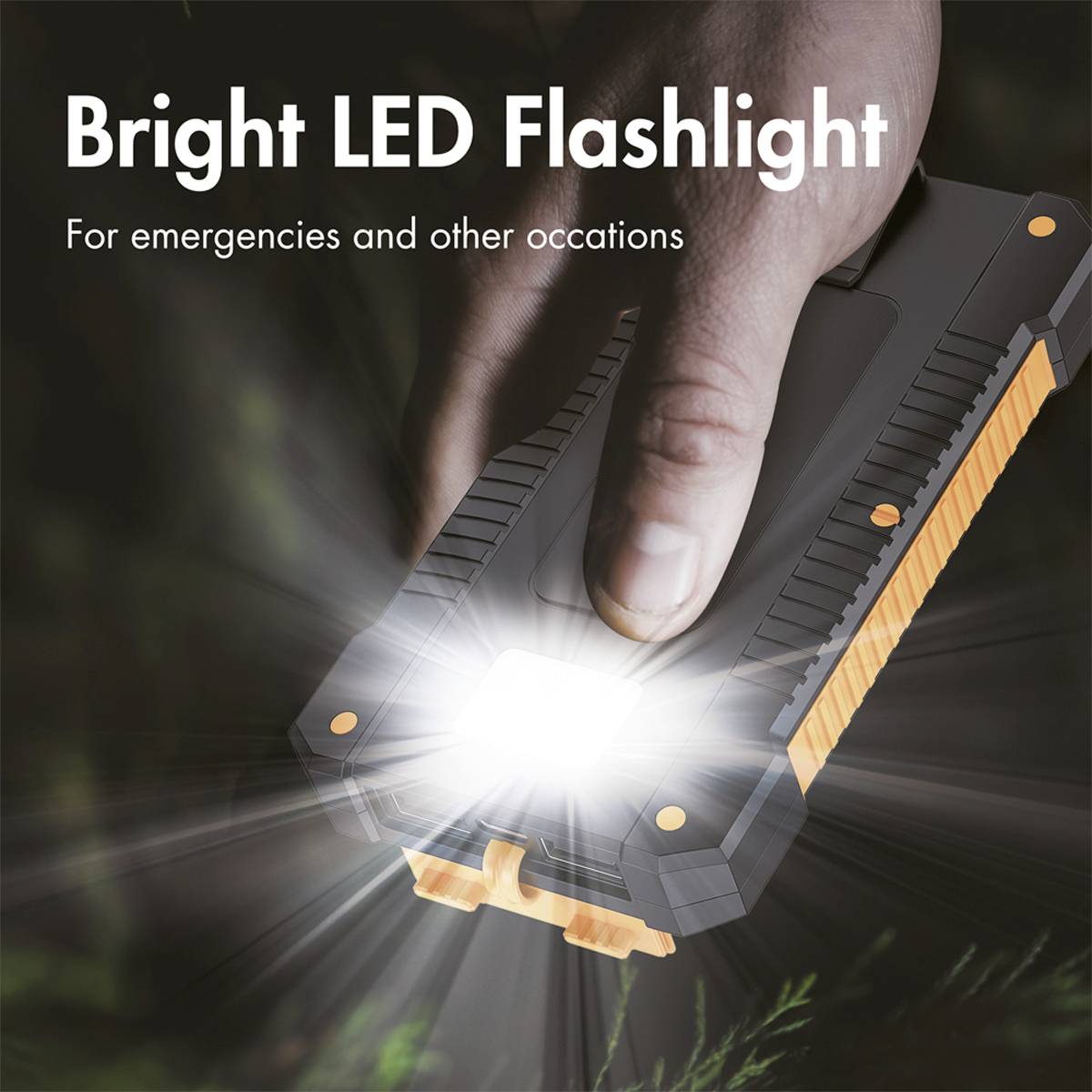 LogiLink Solar-Powerbank 8000 mAh, Taschenlampe, 2x USB-A, orange-schwarz-15