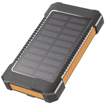 LogiLink Solar-Powerbank 8000 mAh, Taschenlampe, 2x USB-A, orange-schwarz-0