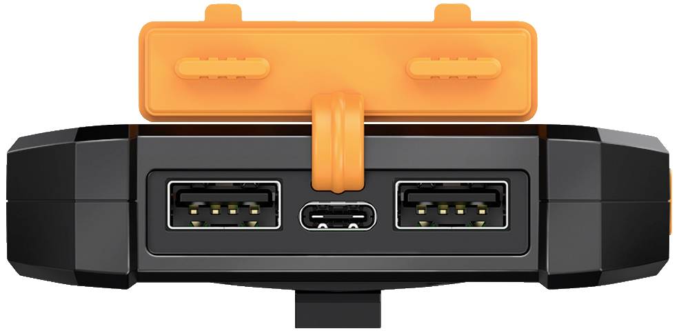 LogiLink Solar-Powerbank 8000 mAh, Taschenlampe, 2x USB-A, orange-schwarz-4