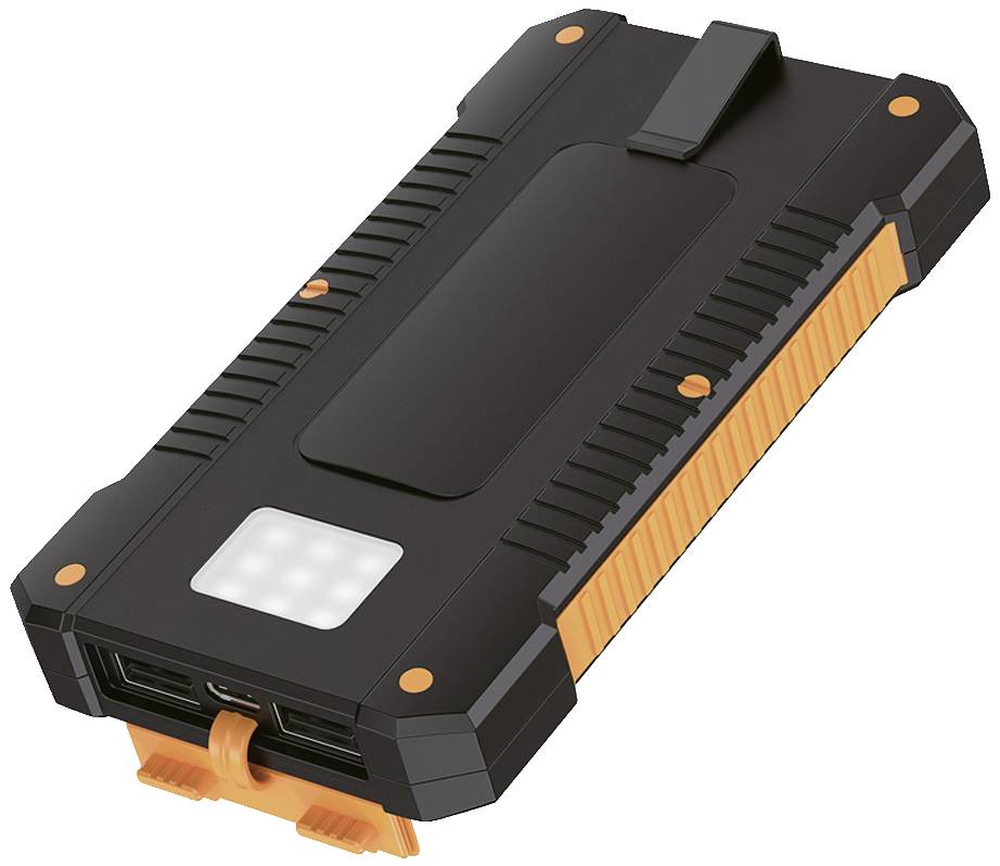 LogiLink Solar-Powerbank 8000 mAh, Taschenlampe, 2x USB-A, orange-schwarz-8