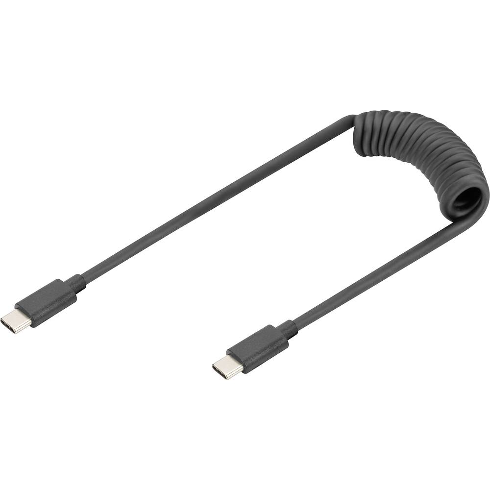 Digitus AK-300431-006-S USB-C Adapter [1x USB-C 1x USB-C] Zwart Spiraalkabel 1 m