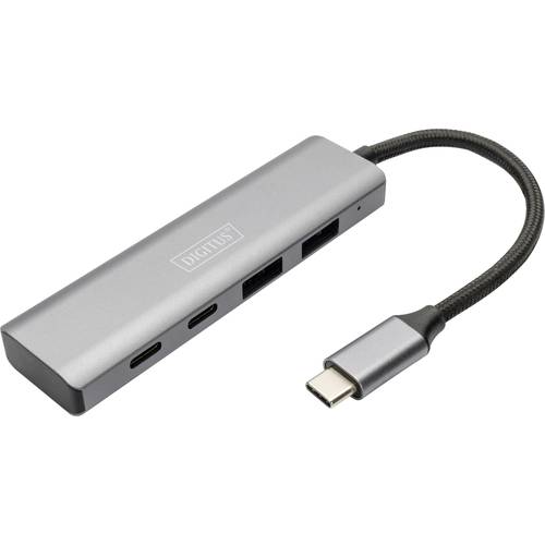 Digitus DA-70245 4 Port USB 3.1 Gen 1-Hub mit Aluminiumgehäuse Dunkelgrau