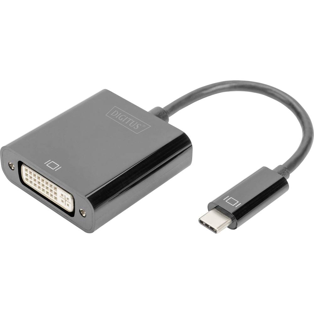 Digitus DA-70829 DVI-USB-C Adapter [1x USB-C 1x DVI-bus 24+5-polig] Zwart Afgeschermd, Rond 0.1 m