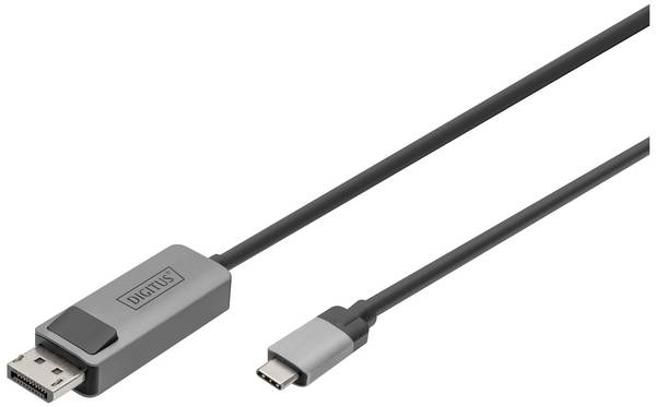 Digitus DB-300334-020-S DisplayPort / USB-C® Adapter [1x USB-C® - 1x DisplayPort Stecker] Schwarz Geschirmt, Rund 2 m