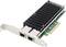 Netzwerkkarte mit zwei Ethernet-Ports und Kühler, geeignet für PCIe-Slot, zeigt Anschlüsse und Leiterplattenlayout.