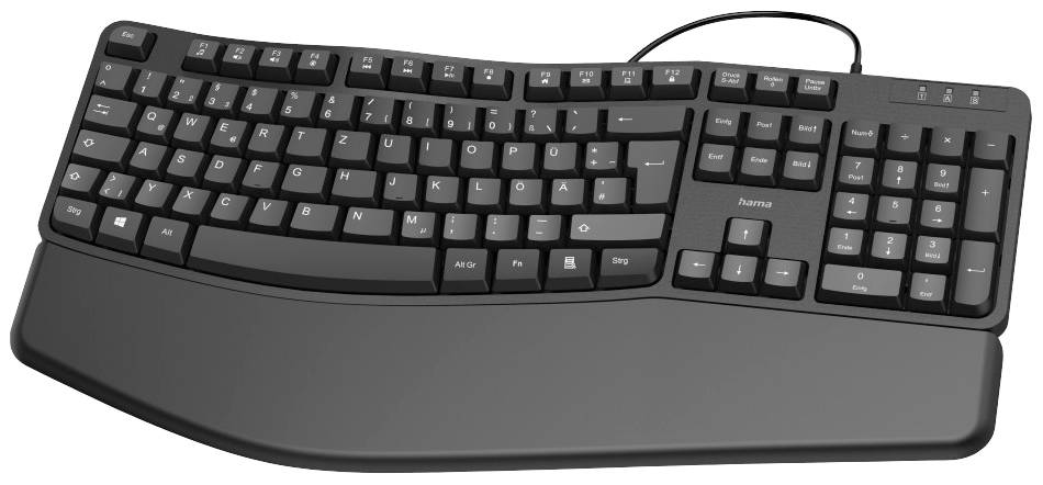 HAMA Ergonomische Tastatur EKC-400 mit Handballenauflage Schwarz - Tastatur