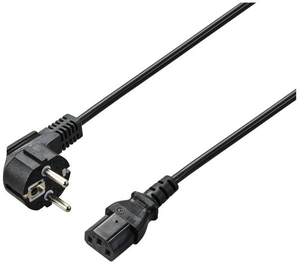 Renkforce Strom Anschlusskabel [1x Schutzkontakt-Winkelstecker - 1x Kaltgeräte-Stecker C13] 2.00 m Schwarz