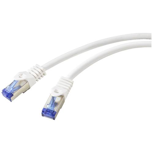 Renkforce RF-5771522 RJ45 Netzwerkkabel, Patchkabel CAT 6a S/FTP 1.00 m Weiß Halogenfrei 1 St.