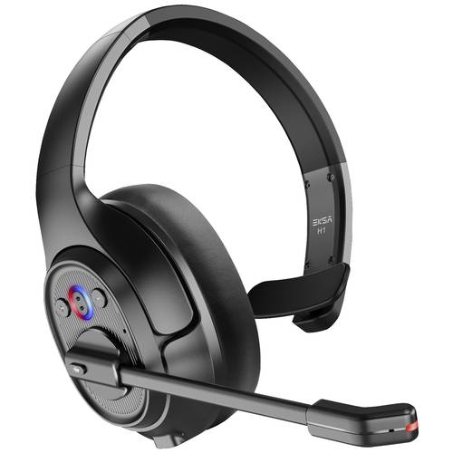 EKSA H1 On Ear Headset Bluetooth® Mono Schwarz Mikrofon-Rauschunterdrückung, Noise Cancelling Lautstärkeregelung Compute...