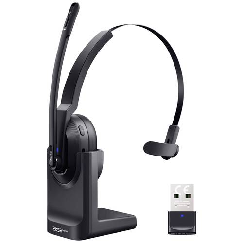 EKSA H5 On Ear Headset Bluetooth® Schwarz Mikrofon-Rauschunterdrückung, Noise Cancelling Headset, mit Bluetooth® Basisst...