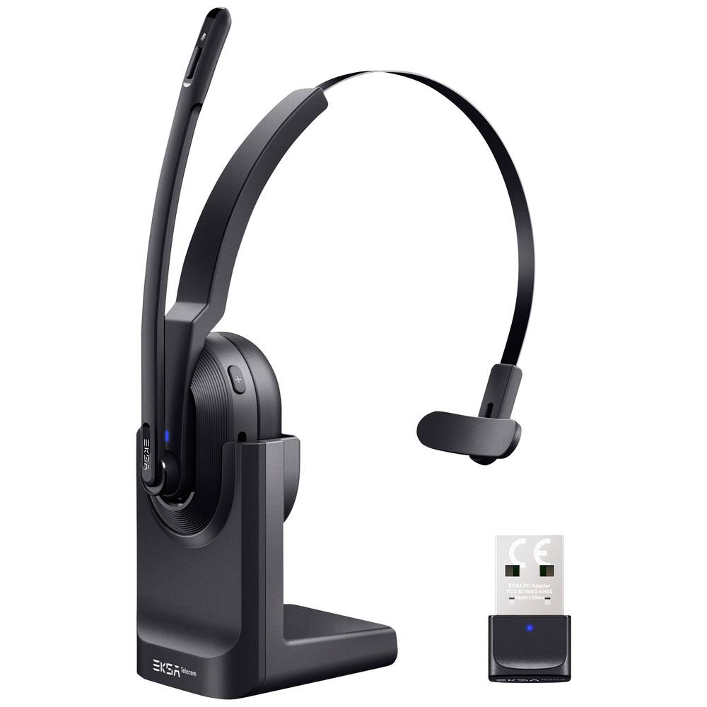 EKSA H5 On Ear headset Bluetooth Zwart Ruisonderdrukking (microfoon), Noise Cancelling Headset, Met 