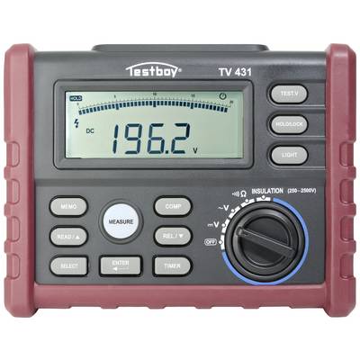 Digitales Multimeter zeigt Spannung von 196,2 V an. Knöpfe für verschiedene Funktionen wie 'Test', 'Hold' und Bereicheinstellungen.