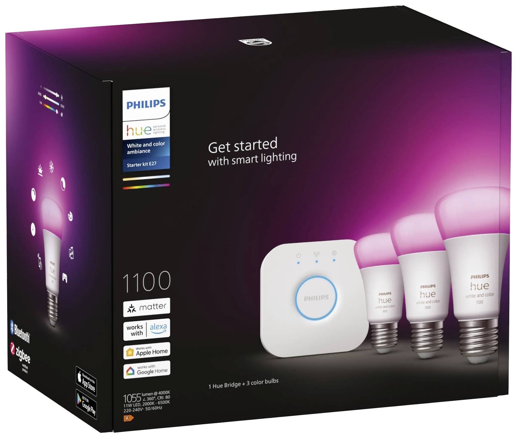 Philips Hue Kit di illuminazione 8719514291515 ERP: F (A - G) HueWCA 9W A60 3set EUR PMO E27 11 W RGBW ERP: F (A - G)