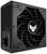Schwarzes PC-Netzteil mit Lüfter in der Mitte und Logo vorne. Enthält Anschlussbuchsen auf einer Seite. Geeignet für Gaming-PCs.