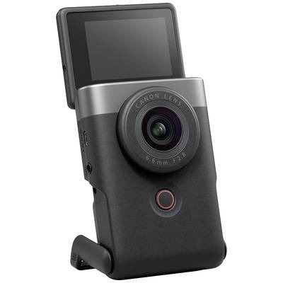 Handkamera mit großem Objektiv und klappbarem Display, eignet sich für Videoaufnahmen und Fotografie.
